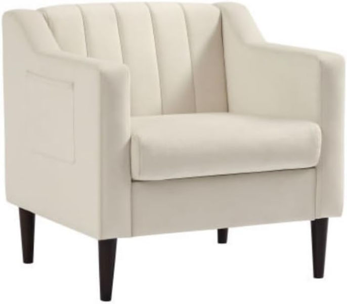 Velvet 1 Seater Sofa Arm Chair - Cream
