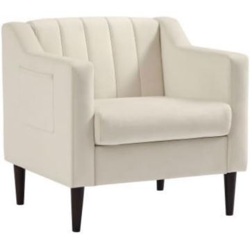 Velvet 1 Seater Sofa Arm Chair - Cream