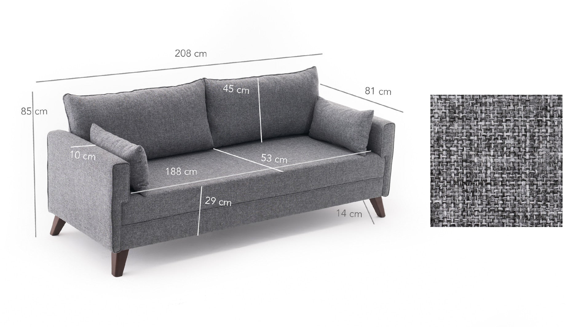 Bella Sofa For 3 Pr - Blue