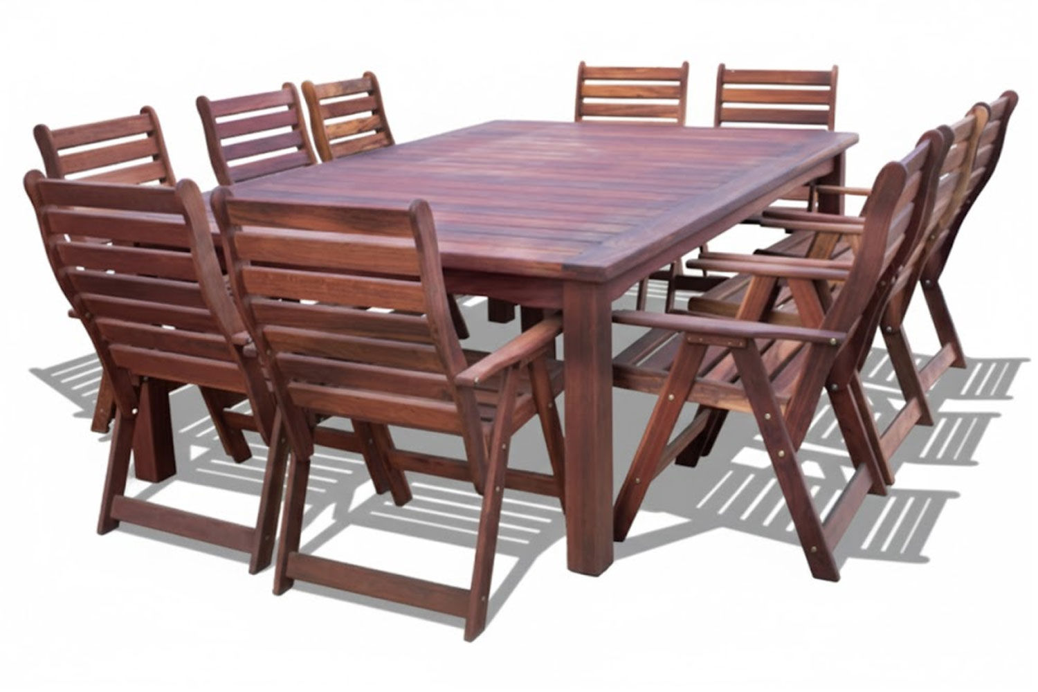Zambezi Teak Patio Dining Set 10-Seater 240cm( x1 Table x10 Highback Chairs)