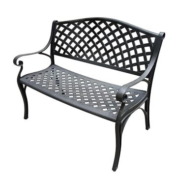 Lifespace Cast Aluminium Patio Garden Bench with Armrests (Black)
