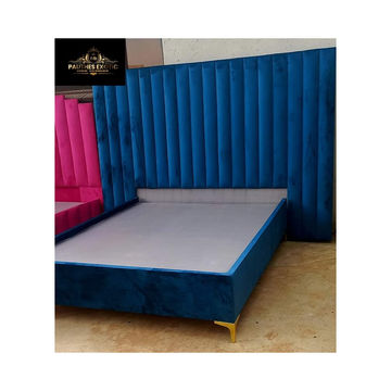Luxury chain set queen headboard and base Dark Blue