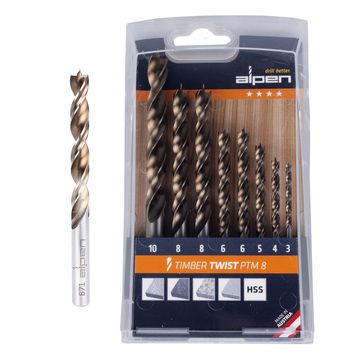 Timber Twist Drill Bit Set Ptm8-8 3, 4, 5, 10.0Mm, X2 6, 8.0Mm