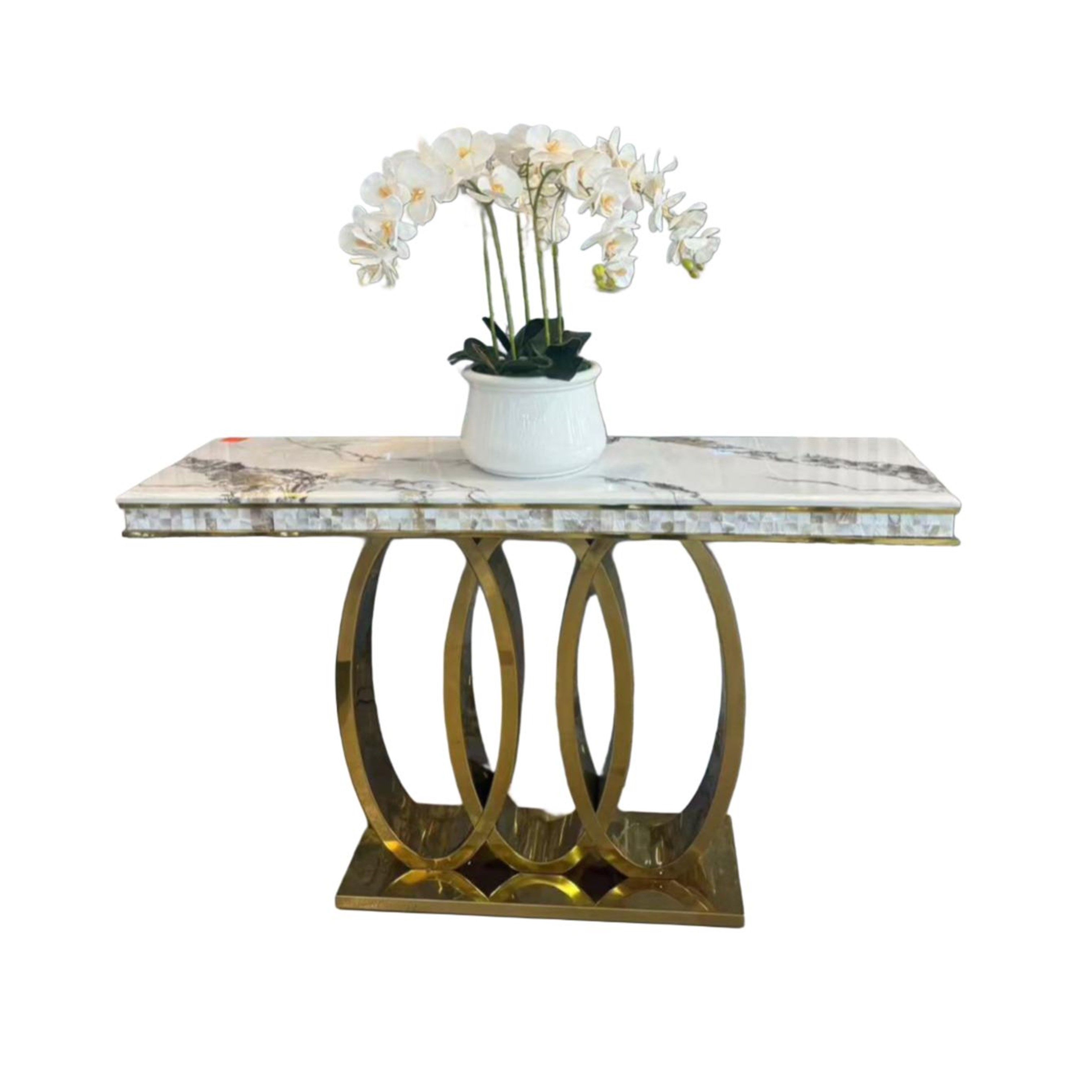 Madiega Furniture - Gold Loop Marble Console