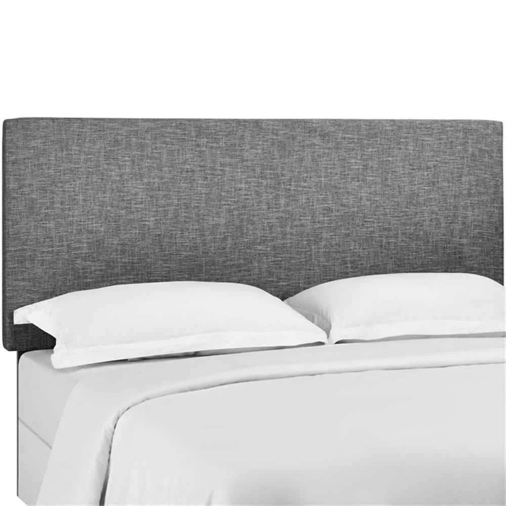 Modway  Upholstered Linen Fabric Headboard in Light Grey