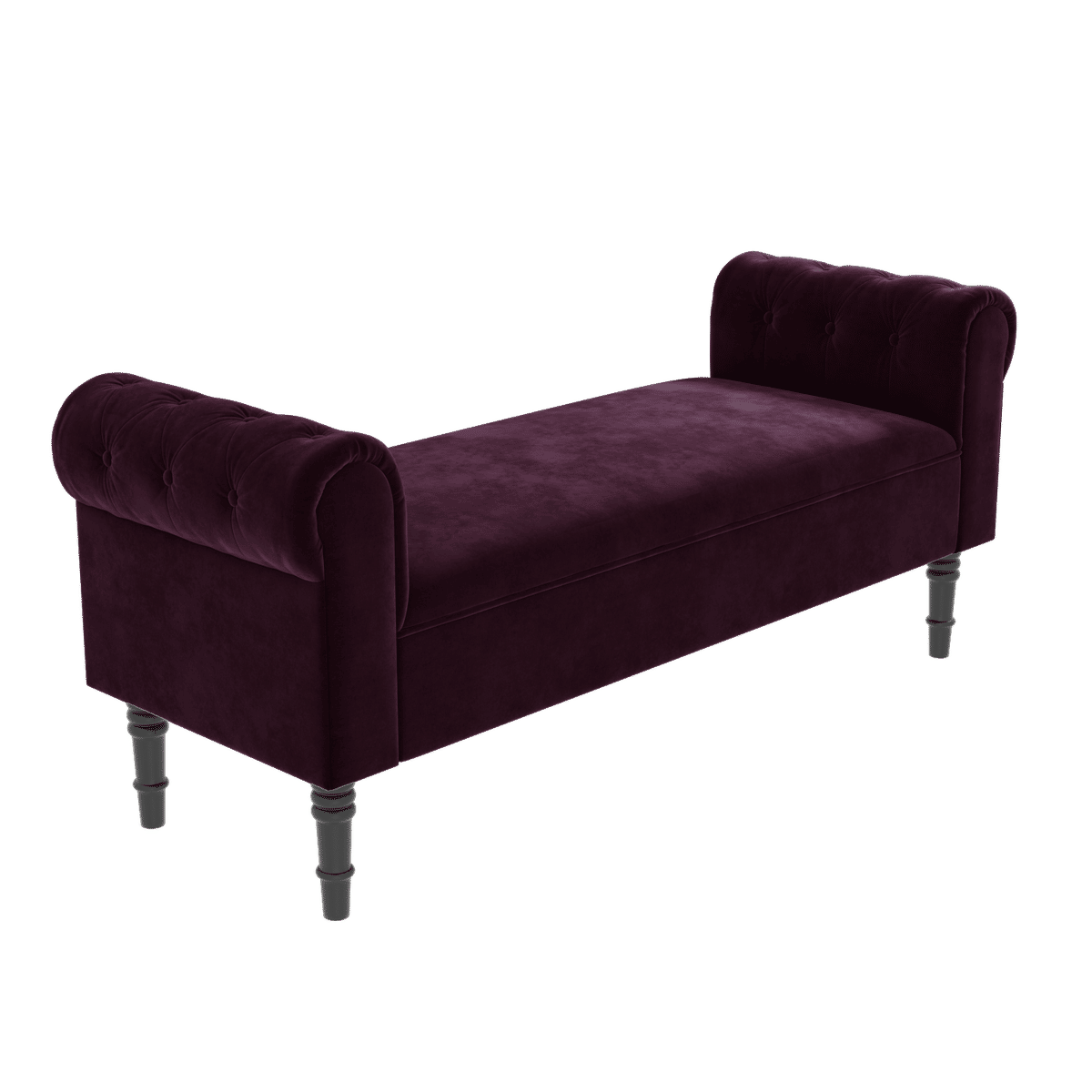 Velvet End of Bed Bench with Chesterfield Armrests