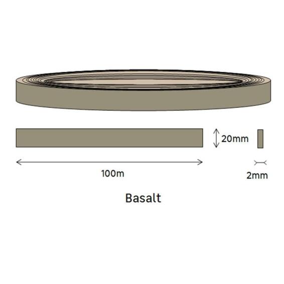 Edging PVC Roll Basalt Textured 2x20xmm-100m