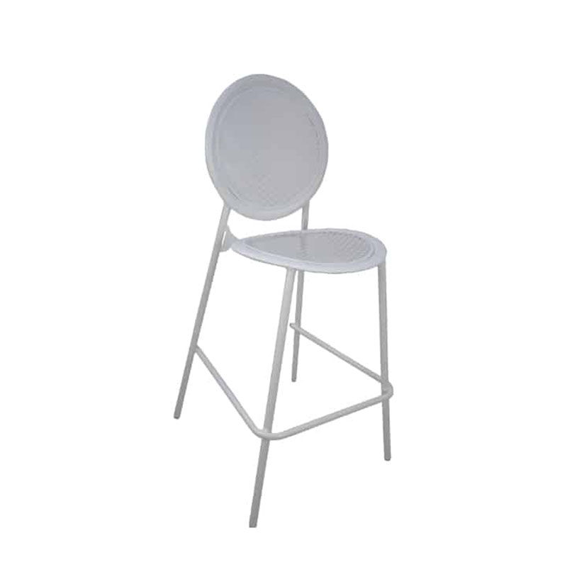 Vividitto - Steel Round Armless Bar Chair - White