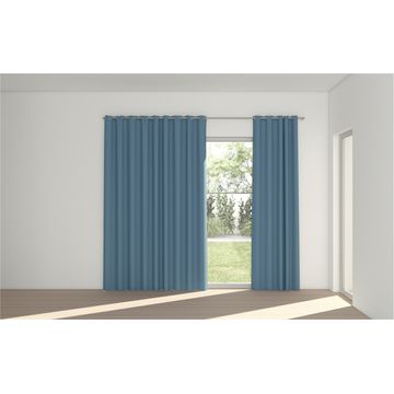 STUART GRAHAM READY MADE POLYESTER EYELET CURTAINS-COLOURWASH DENIM 230 cm wide x 252 cm drop