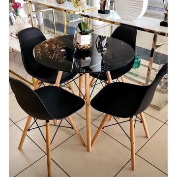 Round Table& 4 Beige Chairs