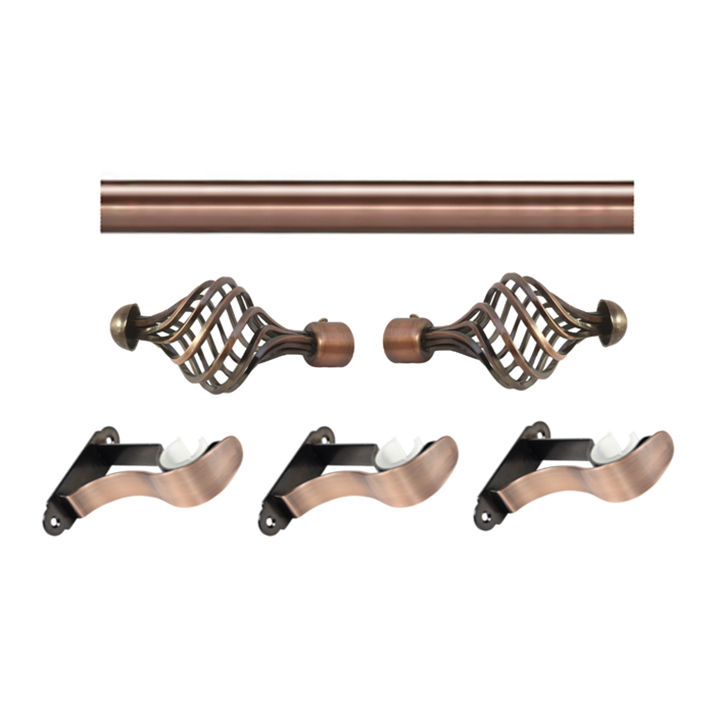 Matoc 28mm Single Pole Set - Swirl Finials - Antique Copper - 3.0m