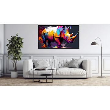 Canvas Wall Art - Colourful Rhino Painting - B1610 [120 x 80 cm]
