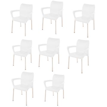 Heavy Duty Bistro Chair with Armrests - Ice White -Set of 8