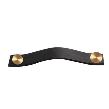 ROCO Leather Cupboard Handle Black & Brass 128mm