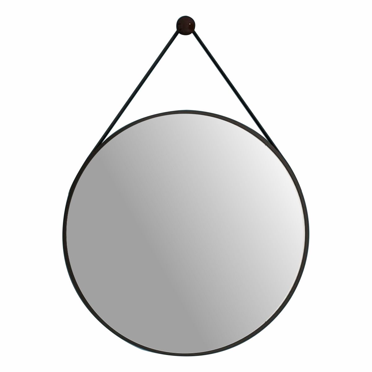 Black frame round wall hanging strap mirror 60cm decorative mirror