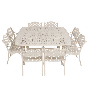 8 Seater - Lattice Aluminium Patio Set / Garden Furniture / Outdoor Dining Set    (8 Lattice Chairs with 164cm x  164cm Square Elizabeth Table) - SAND