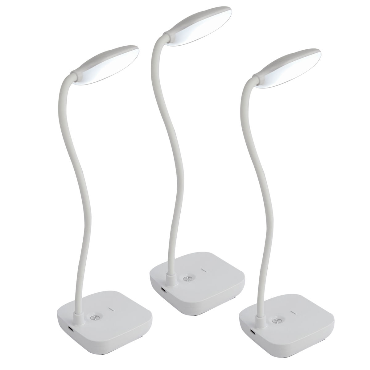 Rechargeable LED Desk Lamps with Lithium battery and Soft Tones - White x 3