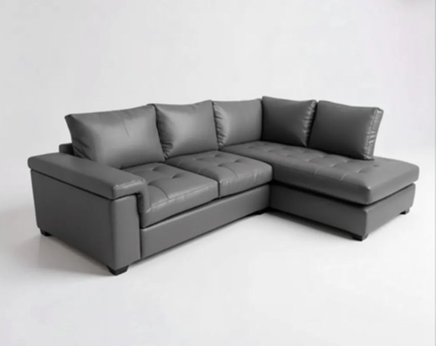 Harper Leather Sofa Grey Left Sided
