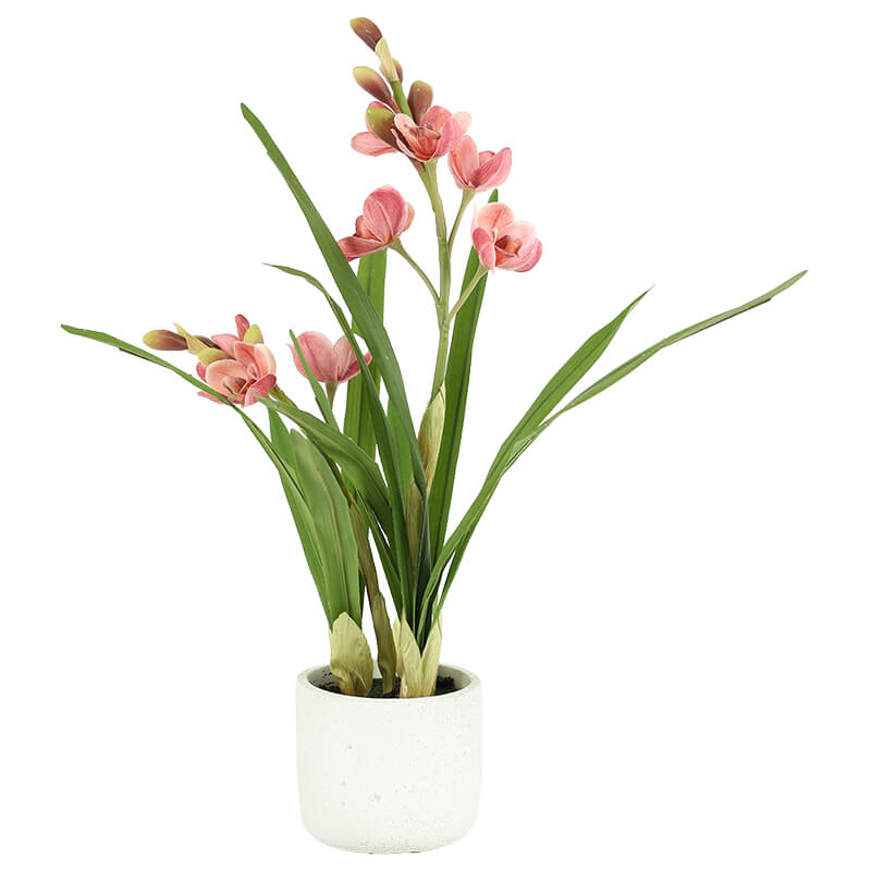 ELEGANT PINK ARTIFICIAL CYMBIDIUM IN POT 55CM