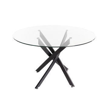 Vividitto - Nova Round 10mm Glass Top Dining Table - Black - 120Ø cm (4-6 Seater)