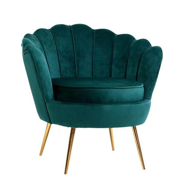 Nu Dekor - Tulip Velvet Single Seater Chair - Emerald Green