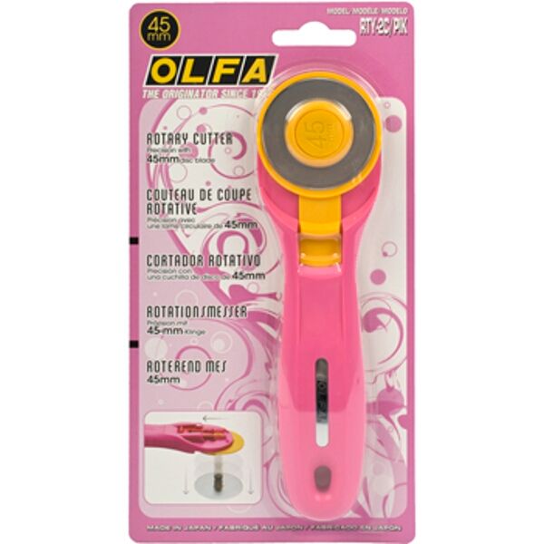OLFA ROTARY SPLASH CUTTER 45MM BLADE R/L HANDED PINK