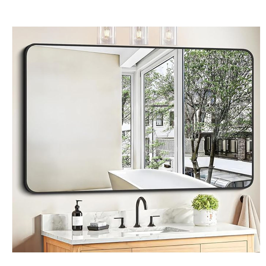 QandAHome-Black Framed Vanity Mirror