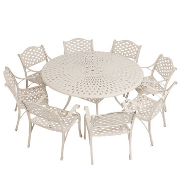 8 Seater - Lattice Aluminium Patio Set / Garden Furniture / Outdoor Dining Set    (8 Lattice Chairs with 154cm Round Lattice Table) - SAND