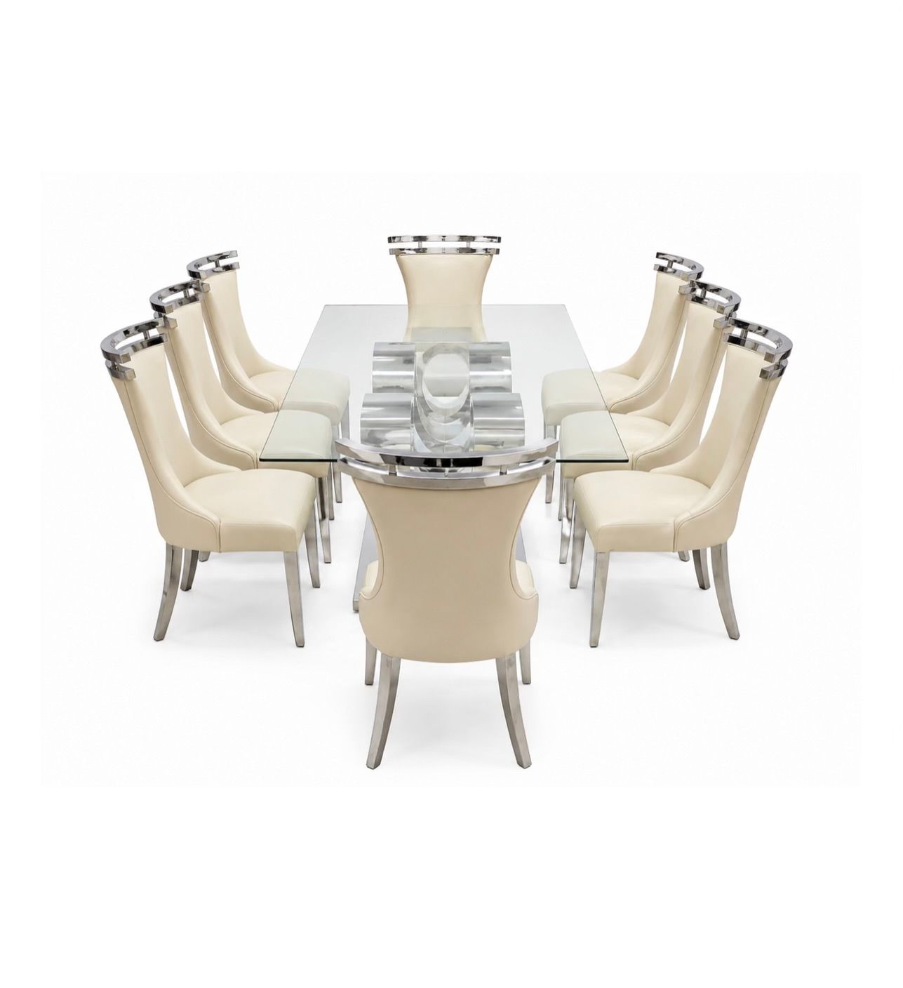 Jed 8 Seater Stainless Steel Dining Room Suite