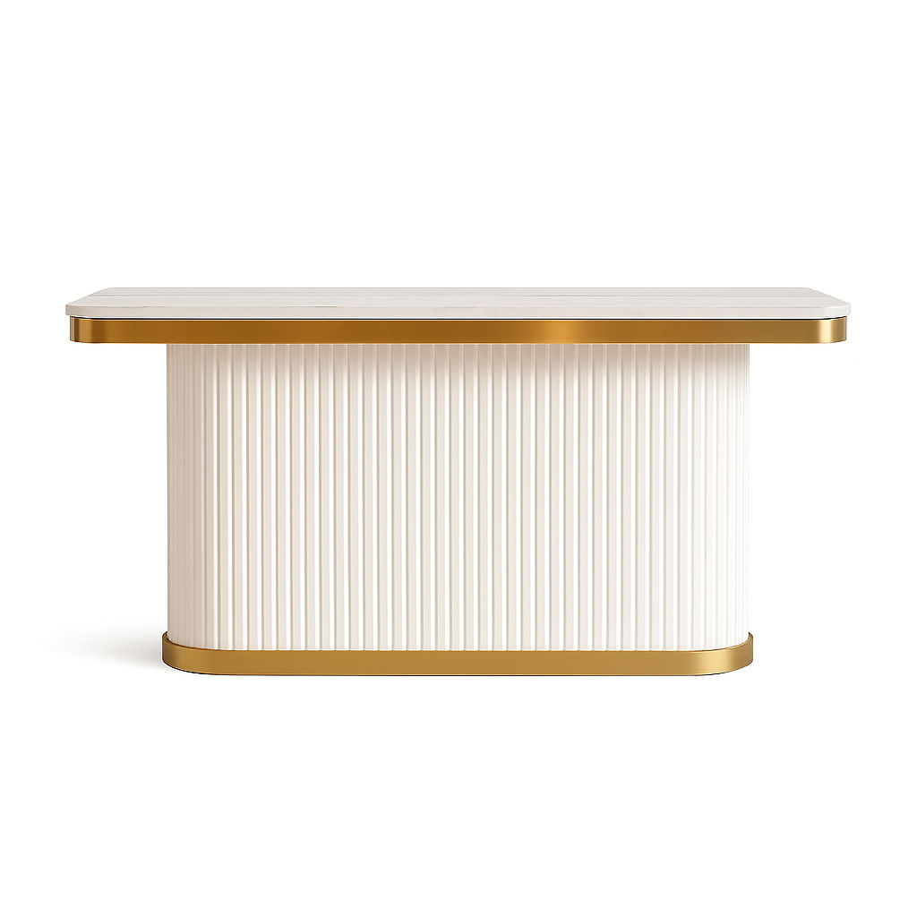 Alana Marble Top Console Table -White/Gold