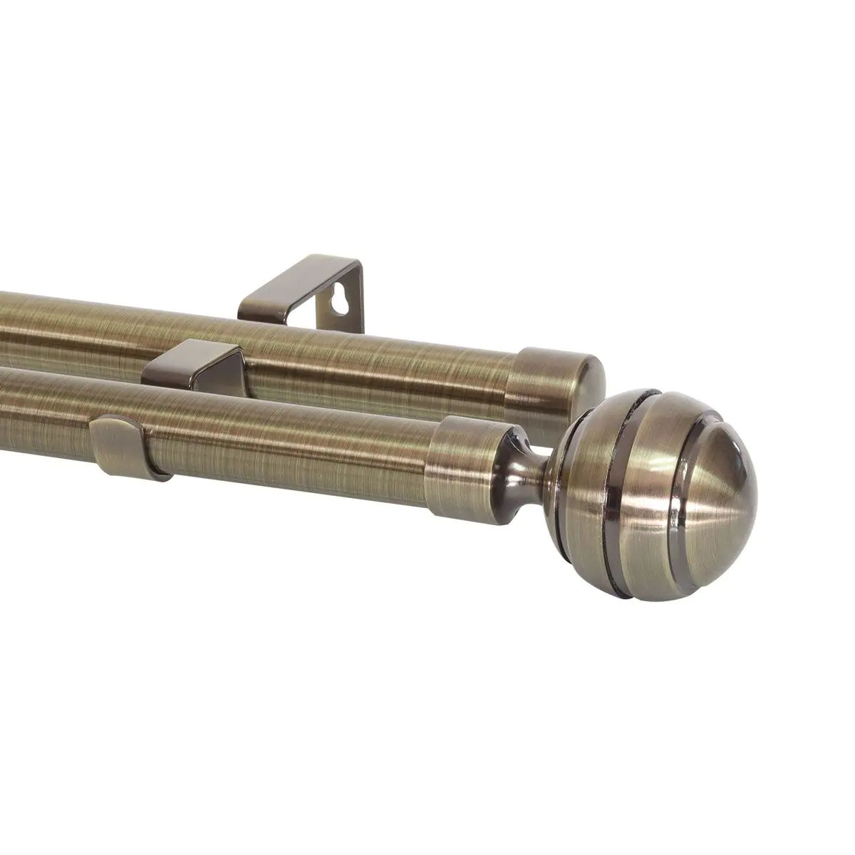 Bronze Double Curtain Rod Set – Expandable Steel with Ridge Ball Finial (2.2m–4m)