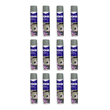 POWR Spray Paint STD 300ml Tin Grey Silver ( 12 Pack )