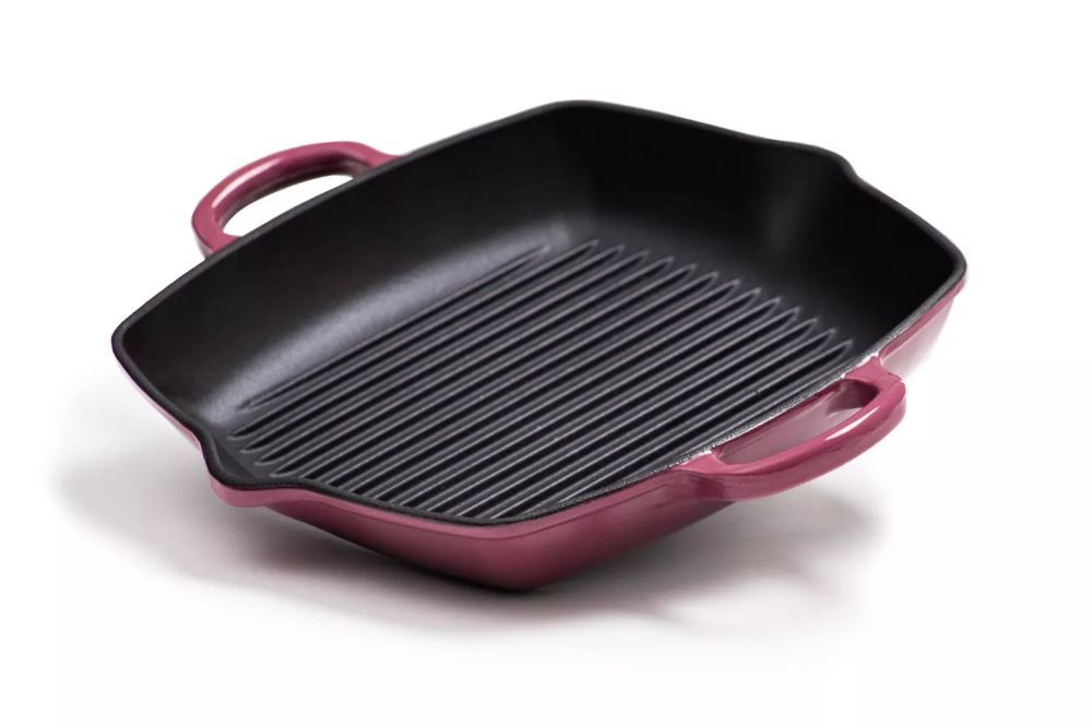 Cast Iron Square Grill Pan 30cm – Forest Enamelled Grill Plate for Oven Cooking