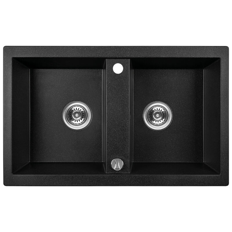 Laveo Barbados Granite Sink 2 Bowl - Black