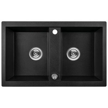 Laveo Barbados Granite Sink 2 Bowl - Black