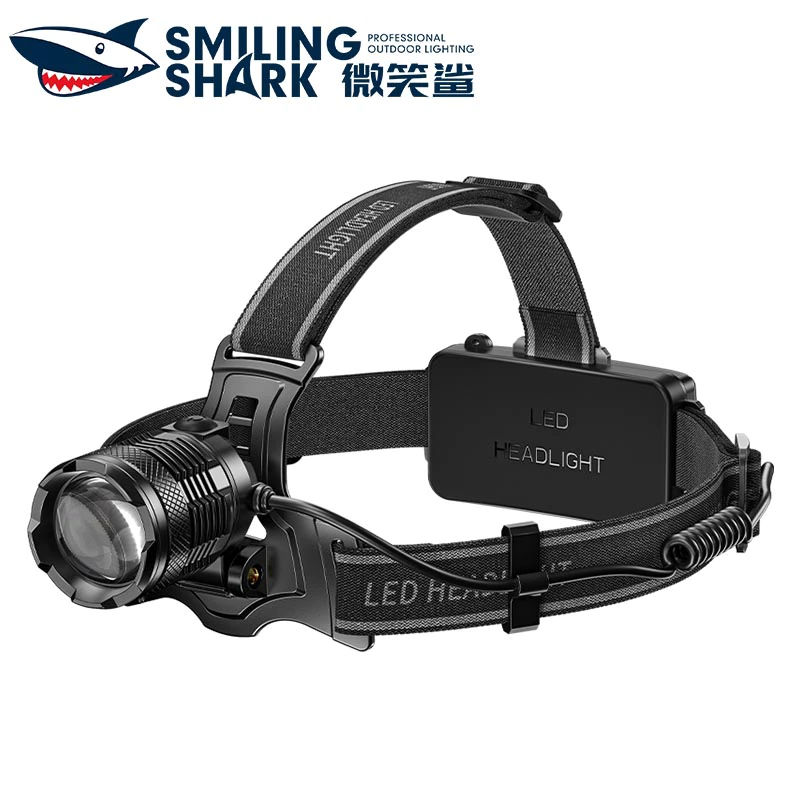 Smiling Shark TD8018C Super Bright 6000 Lumens LED Headlamp Torch Rechargeable Headlight Zoomable Type-C Waterproof