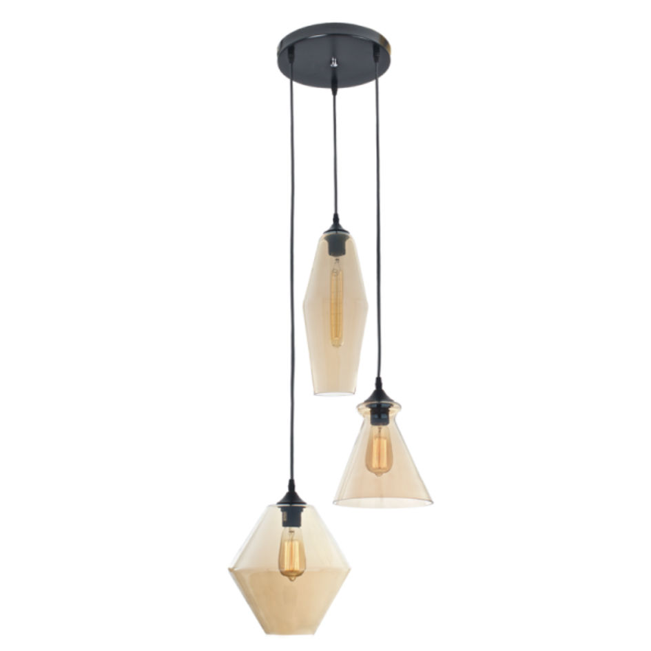 Amber Glass Pendan 1 x 60W ES