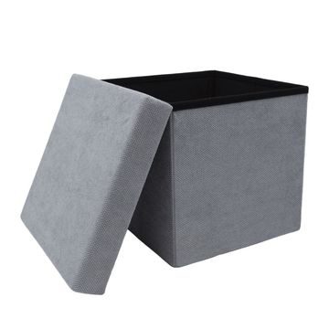 Amara Square Ottoman With Storage Compartment - Grey