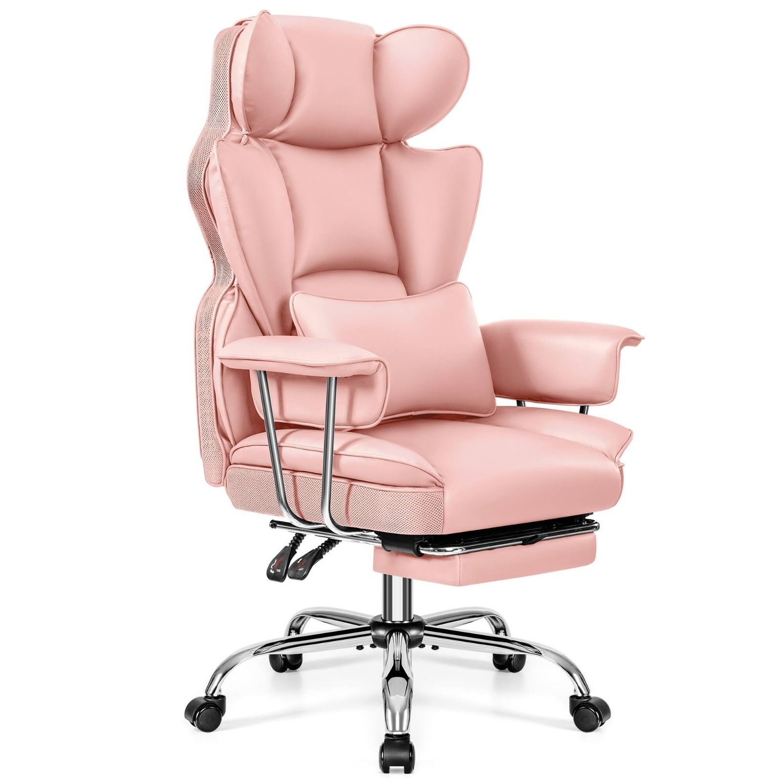 LBM FURN- Ergonomic Faux Leather Office Chair- PINK