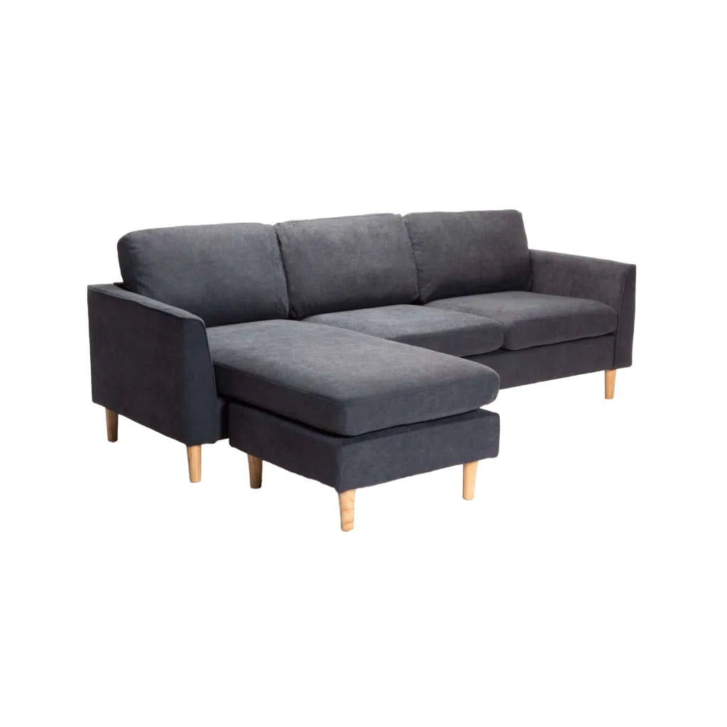 Vividitto - Nakami Fabric Corner Chaise - Grey/Nat