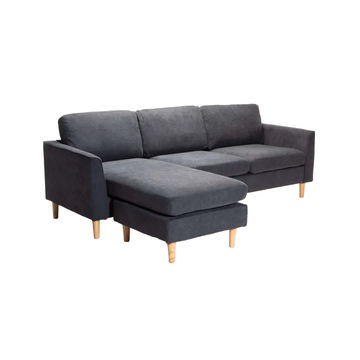 Vividitto - Nakami Fabric Corner Chaise - Grey/Nat