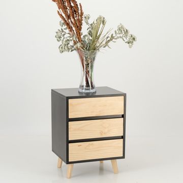Nallo Three Drawer Side Table - Black