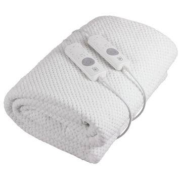 PURE PLEASURE King Coral Fleece Fitted Electric Blanket W/ Skirt 183x188 Dual 8 Heat Setting Controllers with Timer 24 Month Warranty