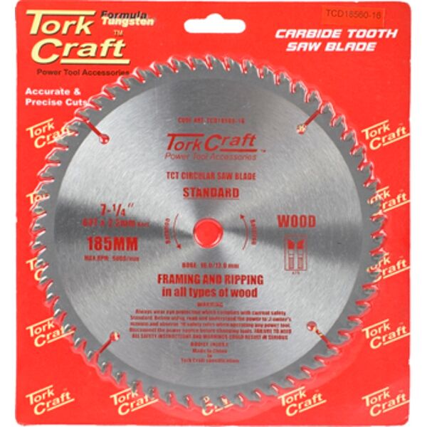 Blade Tct 185 X 60T 16Mm General Purpose Cross Cut
