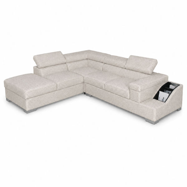 Claude U Shaped Corner Sectional Sofa-Woven Fabric White