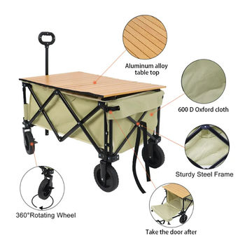 Multifunction Outdoor Picnic Garden and Camping Wagon With Aluminium Table Top