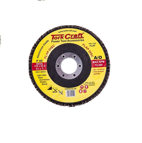 Tork Craft - Flap Sanding Disc 115mm 40Grit A/O - 10 Pack
