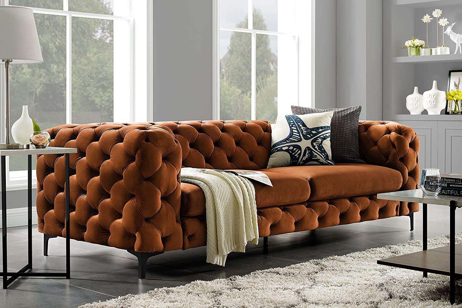 Chesterfield Velvet 3 seater sofa - Brown