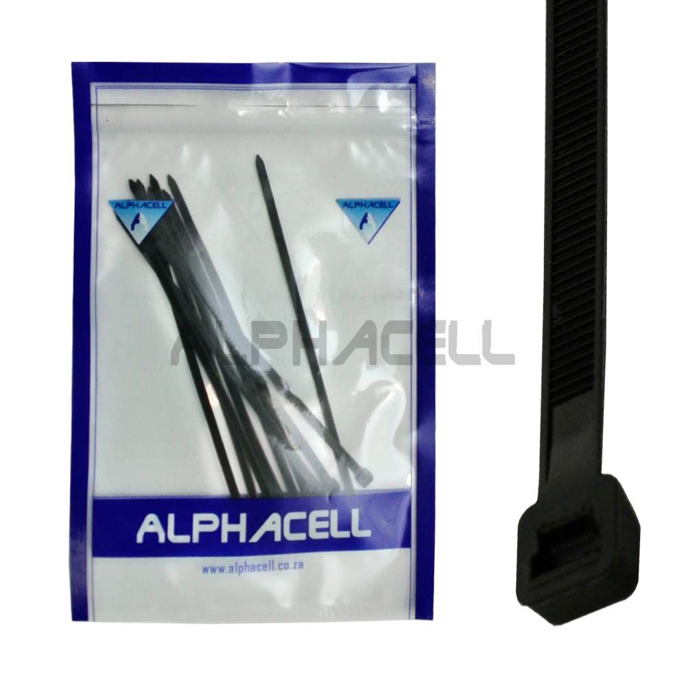CABLE TIE - 200mmx4.8mm BLACK - 10 pack