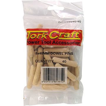 Dowels 8x40mm 40 Per Bag (Birch Wood) - 2 Pack